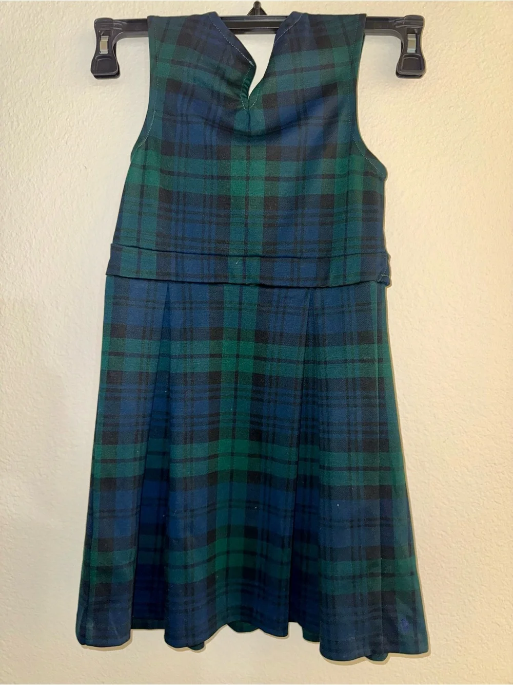 Polo by Ralph Lauren Green & Blue Plaid Sleeveless A-Line Dress